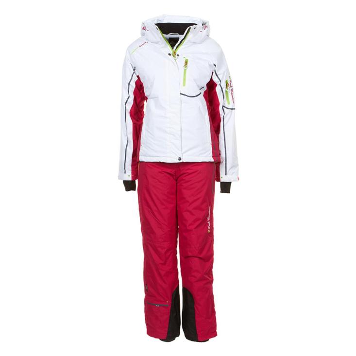 Ensemble de ski Femme AULINE blanc/framboise Peak Mountain avec blouson de ski et pantalon de ski imperméables