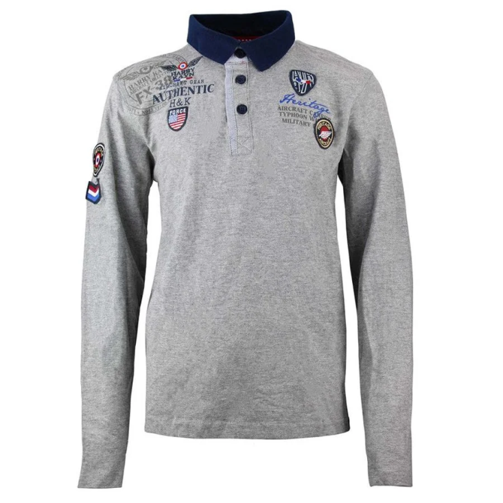 Polo manches longues ECEGAM1016 gris  Harry Kayn